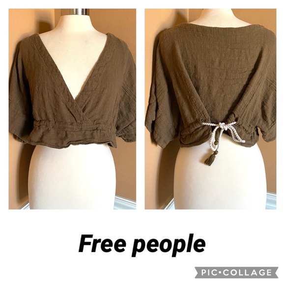 Free People Tops - Free people cotton crop top tie back Detail Small